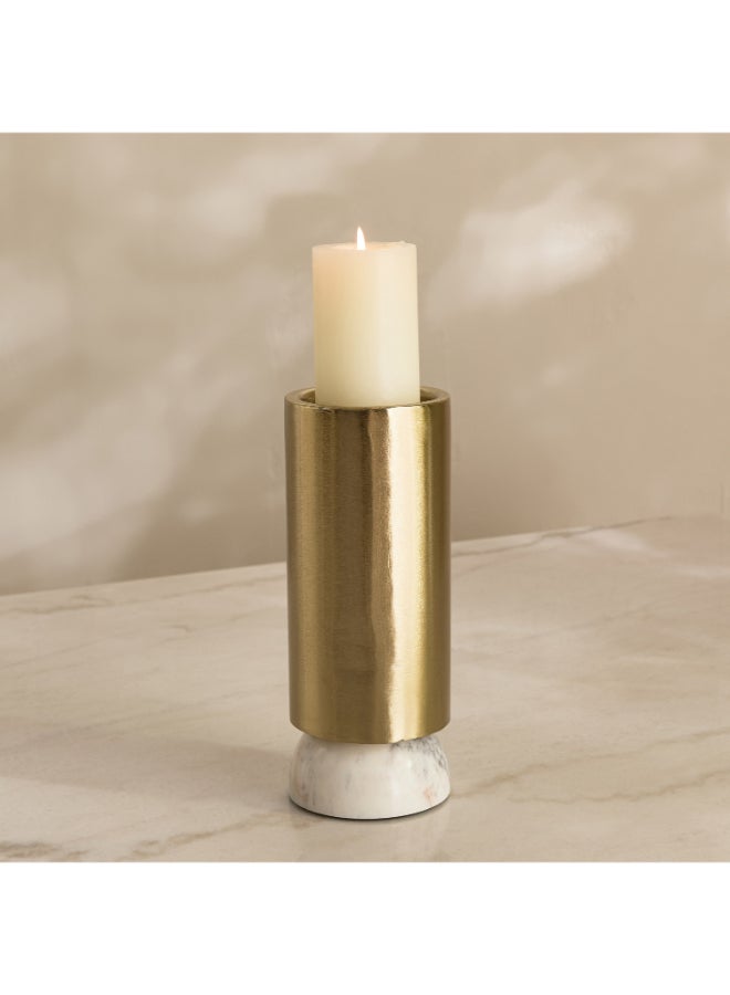 Home Box Decorative Pillar Candleholder - Gold and Marble - Image 1